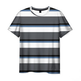 Мужская футболка 3D с принтом Моряк в Петрозаводске, 100% полиэфир | прямой крой, круглый вырез горловины, длина до линии бедер | белый | для | море | морская | морской | моряк | моряка | мужчины | настроение | подарок | полосы | серый | синий | спокойствие | тельняшка | тема | черный