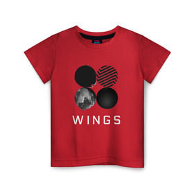 Детская футболка хлопок с принтом BTS Wings 2 в Петрозаводске, 100% хлопок | круглый вырез горловины, полуприлегающий силуэт, длина до линии бедер | Тематика изображения на принте: bangtan boys | bts | bts army | бантаны бтс