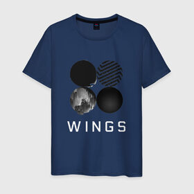Мужская футболка хлопок с принтом BTS Wings 2 в Петрозаводске, 100% хлопок | прямой крой, круглый вырез горловины, длина до линии бедер, слегка спущенное плечо. | bangtan boys | bts | bts army | бантаны бтс