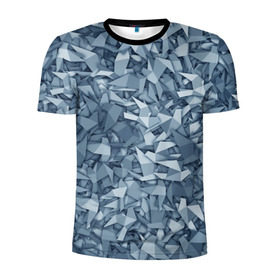 Мужская футболка 3D спортивная с принтом Бумажные голуби в Петрозаводске, 100% полиэстер с улучшенными характеристиками | приталенный силуэт, круглая горловина, широкие плечи, сужается к линии бедра | Тематика изображения на принте: бумага | геометрия | голубь | камуфляж | милитари | оригами | паттерн | поделка | птицы | серый | синий