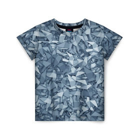 Детская футболка 3D с принтом Бумажные голуби в Петрозаводске, 100% гипоаллергенный полиэфир | прямой крой, круглый вырез горловины, длина до линии бедер, чуть спущенное плечо, ткань немного тянется | бумага | геометрия | голубь | камуфляж | милитари | оригами | паттерн | поделка | птицы | серый | синий