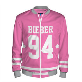 Мужской бомбер 3D с принтом Bieber Team Pink в Петрозаводске, 100% полиэстер | застегивается на молнию, по бокам два кармана без застежек, по низу бомбера и на воротнике - эластичная резинка | bieber | justin bieber | бибер | джастин бибер