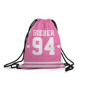 Рюкзак-мешок 3D с принтом Bieber Team Pink в Петрозаводске, 100% полиэстер | плотность ткани — 200 г/м2, размер — 35 х 45 см; лямки — толстые шнурки, застежка на шнуровке, без карманов и подкладки | Тематика изображения на принте: bieber | justin bieber | бибер | джастин бибер