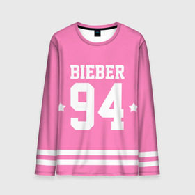 Мужской лонгслив 3D с принтом Bieber Team Pink в Петрозаводске, 100% полиэстер | длинные рукава, круглый вырез горловины, полуприлегающий силуэт | bieber | justin bieber | бибер | джастин бибер