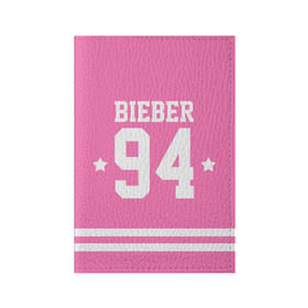 Обложка для паспорта матовая кожа с принтом Bieber Team Pink в Петрозаводске, натуральная матовая кожа | размер 19,3 х 13,7 см; прозрачные пластиковые крепления | bieber | justin bieber | бибер | джастин бибер