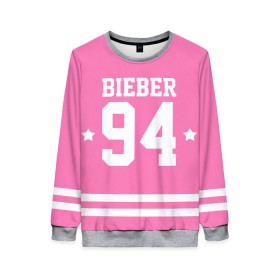 Женский свитшот 3D с принтом Bieber Team Pink в Петрозаводске, 100% полиэстер с мягким внутренним слоем | круглый вырез горловины, мягкая резинка на манжетах и поясе, свободная посадка по фигуре | bieber | justin bieber | бибер | джастин бибер
