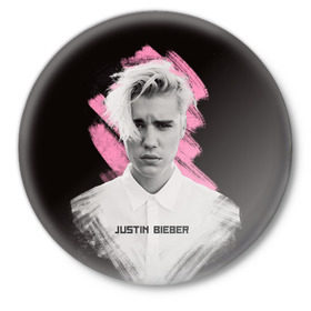 Значок с принтом Justin Bieber / Pink splash в Петрозаводске,  металл | круглая форма, металлическая застежка в виде булавки | bieber | justin bieber | бибер | джастин бибер