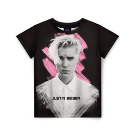 Детская футболка 3D с принтом Justin Bieber / Pink splash в Петрозаводске, 100% гипоаллергенный полиэфир | прямой крой, круглый вырез горловины, длина до линии бедер, чуть спущенное плечо, ткань немного тянется | bieber | justin bieber | бибер | джастин бибер