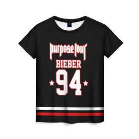 Женская футболка 3D с принтом Bieber Team Black в Петрозаводске, 100% полиэфир ( синтетическое хлопкоподобное полотно) | прямой крой, круглый вырез горловины, длина до линии бедер | Тематика изображения на принте: bieber | justin bieber | бибер | джастин бибер