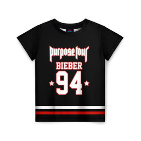 Детская футболка 3D с принтом Bieber Team Black в Петрозаводске, 100% гипоаллергенный полиэфир | прямой крой, круглый вырез горловины, длина до линии бедер, чуть спущенное плечо, ткань немного тянется | Тематика изображения на принте: bieber | justin bieber | бибер | джастин бибер