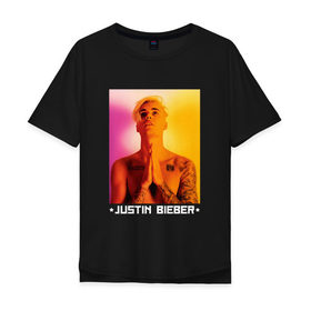 Мужская футболка хлопок Oversize с принтом Bieber Star в Петрозаводске, 100% хлопок | свободный крой, круглый ворот, “спинка” длиннее передней части | Тематика изображения на принте: bieber | justin bieber | бибер | джастин бибер