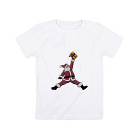 Детская футболка хлопок с принтом Santa Jordan в Петрозаводске, 100% хлопок | круглый вырез горловины, полуприлегающий силуэт, длина до линии бедер | дед мороз | джордан | новогодний | рождество | санта