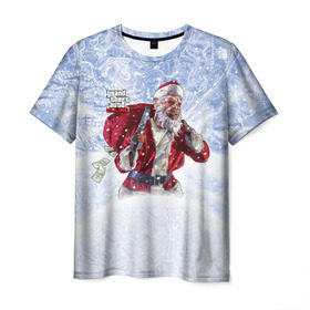 Мужская футболка 3D с принтом GTA 5 Online в Петрозаводске, 100% полиэфир | прямой крой, круглый вырез горловины, длина до линии бедер | auto | christmas | dead | grand | gta | gta5 | new | rdr | red | redemption | rockstar | theft | year | гта | дед мороз | клаус | нг | новый год | санта