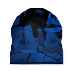 Шапка 3D с принтом Abstract blue collection в Петрозаводске, 100% полиэстер | универсальный размер, печать по всей поверхности изделия | abstraction | geometry | абстракция | геометрия | грань | краски | кубик | кубики | линии | мозаика | разноцветные | ребро | текстура | тени | узор