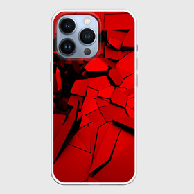 Чехол для iPhone 13 Pro с принтом Carbon abstraction RED в Петрозаводске,  |  | Тематика изображения на принте: abstraction | geometry | абстракция | геометрия | грань | краски | кубик | кубики | линии | мозаика | разноцветные | ребро | текстура | тени | узор