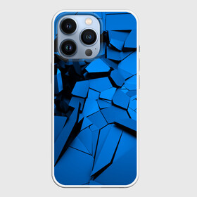 Чехол для iPhone 13 Pro с принтом Carbon abstraction BLUE в Петрозаводске,  |  | Тематика изображения на принте: abstraction | geometry | абстракция | геометрия | грань | краски | кубик | кубики | линии | мозаика | разноцветные | ребро | текстура | тени | узор