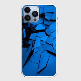 Чехол для iPhone 13 Pro Max с принтом Carbon abstraction BLUE в Петрозаводске,  |  | Тематика изображения на принте: abstraction | geometry | абстракция | геометрия | грань | краски | кубик | кубики | линии | мозаика | разноцветные | ребро | текстура | тени | узор