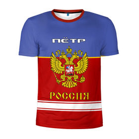 Мужская футболка 3D спортивная с принтом Хоккеист Пётр в Петрозаводске, 100% полиэстер с улучшенными характеристиками | приталенный силуэт, круглая горловина, широкие плечи, сужается к линии бедра | 