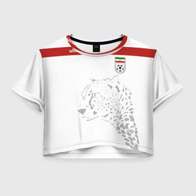 Женская футболка 3D укороченная с принтом Иран, форма в Петрозаводске, 100% полиэстер | круглая горловина, длина футболки до линии талии, рукава с отворотами | fifa | леопард | фифа | чемпионат мира