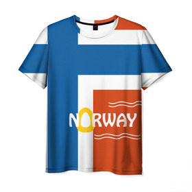Мужская футболка 3D с принтом Норвегия в Петрозаводске, 100% полиэфир | прямой крой, круглый вырез горловины, длина до линии бедер | Тематика изображения на принте: europe | norway | европа | норвегия | путешествие | флаг
