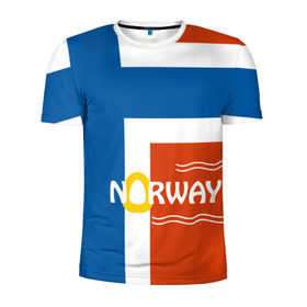 Мужская футболка 3D спортивная с принтом Норвегия в Петрозаводске, 100% полиэстер с улучшенными характеристиками | приталенный силуэт, круглая горловина, широкие плечи, сужается к линии бедра | europe | norway | европа | норвегия | путешествие | флаг
