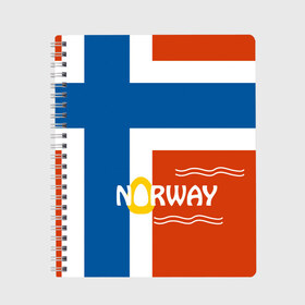 Тетрадь с принтом Норвегия в Петрозаводске, 100% бумага | 48 листов, плотность листов — 60 г/м2, плотность картонной обложки — 250 г/м2. Листы скреплены сбоку удобной пружинной спиралью. Уголки страниц и обложки скругленные. Цвет линий — светло-серый
 | europe | norway | европа | норвегия | путешествие | флаг