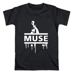 Мужская футболка хлопок с принтом Muse в Петрозаводске, 100% хлопок | прямой крой, круглый вырез горловины, длина до линии бедер, слегка спущенное плечо. | muse |    | доминик ховард | крис уолстенхолм | муза | музе | мусе | мэттью беллами | рок группа