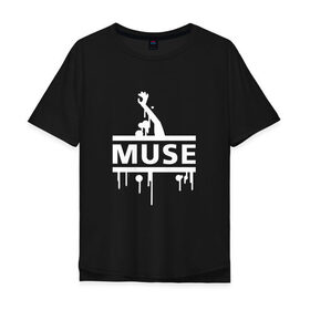 Мужская футболка хлопок Oversize с принтом Muse в Петрозаводске, 100% хлопок | свободный крой, круглый ворот, “спинка” длиннее передней части | muse |    | доминик ховард | крис уолстенхолм | муза | музе | мусе | мэттью беллами | рок группа