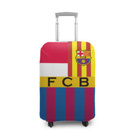 Чехол для чемодана 3D с принтом FC Barcelona в Петрозаводске, 86% полиэфир, 14% спандекс | двустороннее нанесение принта, прорези для ручек и колес | Тематика изображения на принте: barcelona | football | logo | spain | sport | арт | барселона | испания | лига | лого | спорт | текстура | фк | футбол | футбольный клуб | эмблема