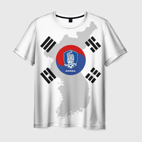 Мужская футболка 3D с принтом Республика Корея, форма в Петрозаводске, 100% полиэфир | прямой крой, круглый вырез горловины, длина до линии бедер | Тематика изображения на принте: fc |   сборная | республика корея | спорт | спортивные | фк | футбол | футбольный клуб