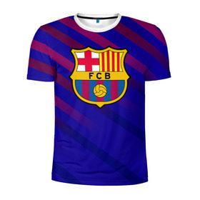 Мужская футболка 3D спортивная с принтом FC Barcelona в Петрозаводске, 100% полиэстер с улучшенными характеристиками | приталенный силуэт, круглая горловина, широкие плечи, сужается к линии бедра | barcelona | football | logo | spain | sport | арт | барселона | испания | лига | лого | спорт | текстура | фк | футбол | футбольный клуб | эмблема