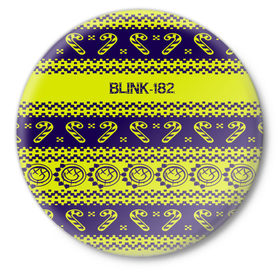 Значок с принтом Blink-182 NEW YEAR COLLECTION в Петрозаводске,  металл | круглая форма, металлическая застежка в виде булавки | 