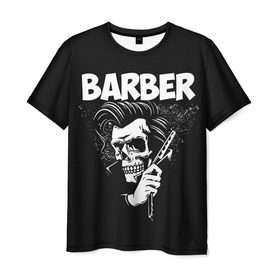 Мужская футболка 3D с принтом БАРБЕР 2-х сторонняя в Петрозаводске, 100% полиэфир | прямой крой, круглый вырез горловины, длина до линии бедер | barbershop | барбер | барбершоп