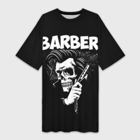 Платье-футболка 3D с принтом БАРБЕР 2 х сторонняя в Петрозаводске,  |  | barbershop | барбер | барбершоп