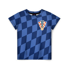Детская футболка 3D с принтом Хорватия, форма в Петрозаводске, 100% гипоаллергенный полиэфир | прямой крой, круглый вырез горловины, длина до линии бедер, чуть спущенное плечо, ткань немного тянется | Тематика изображения на принте: croatia | fc | fifa | football | national team | uniform | сборная | фифа | фк | форма | футбол | хорватия