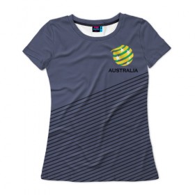 Женская футболка 3D с принтом Австралия, форма в Петрозаводске, 100% полиэфир ( синтетическое хлопкоподобное полотно) | прямой крой, круглый вырез горловины, длина до линии бедер | 