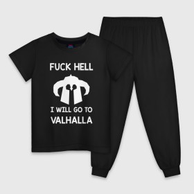 Детская пижама хлопок с принтом Fuck Hell в Петрозаводске, 100% хлопок |  брюки и футболка прямого кроя, без карманов, на брюках мягкая резинка на поясе и по низу штанин
 | vikings | викинги