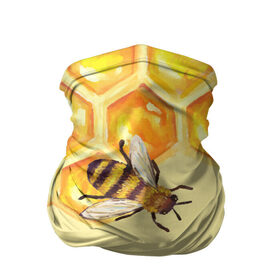 Бандана-труба 3D с принтом Любители меда в Петрозаводске, 100% полиэстер, ткань с особыми свойствами — Activecool | плотность 150‒180 г/м2; хорошо тянется, но сохраняет форму | крылья | мед | насекомое | полет | природа | пчелы | улей | цветное | яркое