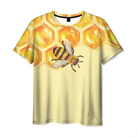 Мужская футболка 3D с принтом Любители меда в Петрозаводске, 100% полиэфир | прямой крой, круглый вырез горловины, длина до линии бедер | крылья | мед | насекомое | полет | природа | пчелы | улей | цветное | яркое