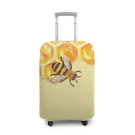 Чехол для чемодана 3D с принтом Любители меда в Петрозаводске, 86% полиэфир, 14% спандекс | двустороннее нанесение принта, прорези для ручек и колес | крылья | мед | насекомое | полет | природа | пчелы | улей | цветное | яркое