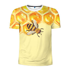 Мужская футболка 3D спортивная с принтом Любители меда в Петрозаводске, 100% полиэстер с улучшенными характеристиками | приталенный силуэт, круглая горловина, широкие плечи, сужается к линии бедра | крылья | мед | насекомое | полет | природа | пчелы | улей | цветное | яркое