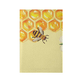 Обложка для паспорта матовая кожа с принтом Любители меда в Петрозаводске, натуральная матовая кожа | размер 19,3 х 13,7 см; прозрачные пластиковые крепления | крылья | мед | насекомое | полет | природа | пчелы | улей | цветное | яркое