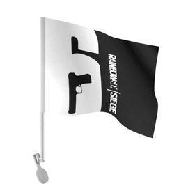 Флаг для автомобиля с принтом RAINBOW SIX SIEGE в Петрозаводске, 100% полиэстер | Размер: 30*21 см | cybersport | esports | pro league | r6 | rainbow | rainbow six | siege | six | weapon | армия | боевик | военные | война | игры | киберспорт | логотип | модные | оперативники | оружие | радуга | черный белый | шутер