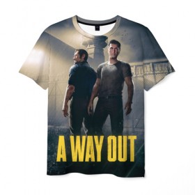 Мужская футболка 3D с принтом A Way Out в Петрозаводске, 100% полиэфир | прямой крой, круглый вырез горловины, длина до линии бедер | a way out