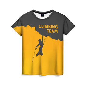 Женская футболка 3D с принтом climbing в Петрозаводске, 100% полиэфир ( синтетическое хлопкоподобное полотно) | прямой крой, круглый вырез горловины, длина до линии бедер | Тематика изображения на принте: adrenaline | extreme | hiking | mountaineering | mountains | risk | rock climb | rocks | sport | адреналин | альпинизм | высота | горы | риск | скалолазание | скалы | спорт | туризм | экстрим