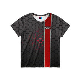 Детская футболка 3D с принтом N7 в Петрозаводске, 100% гипоаллергенный полиэфир | прямой крой, круглый вырез горловины, длина до линии бедер, чуть спущенное плечо, ткань немного тянется | n7 | броня | игры | костюм | логотип