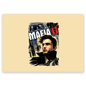Поздравительная открытка с принтом MAFIA 2 в Петрозаводске, 100% бумага | плотность бумаги 280 г/м2, матовая, на обратной стороне линовка и место для марки
 | gangster | gun | mafia | гангстер | игра | мафия | оружия | сша | чикаго