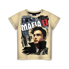 Детская футболка 3D с принтом MAFIA 2 в Петрозаводске, 100% гипоаллергенный полиэфир | прямой крой, круглый вырез горловины, длина до линии бедер, чуть спущенное плечо, ткань немного тянется | gangster | gun | mafia | гангстер | игра | мафия | оружия | сша | чикаго