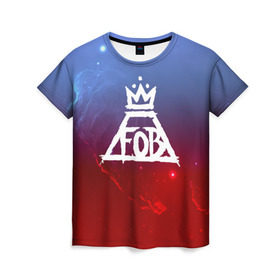 Женская футболка 3D с принтом FALL OUT BOY SPACE COLLECTION в Петрозаводске, 100% полиэфир ( синтетическое хлопкоподобное полотно) | прямой крой, круглый вырез горловины, длина до линии бедер | fall out boy | logo | music | pop | rock | альтернатива | металл | музыка | музыкальный | поп | рок