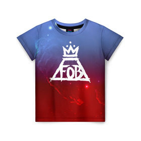 Детская футболка 3D с принтом FALL OUT BOY SPACE COLLECTION в Петрозаводске, 100% гипоаллергенный полиэфир | прямой крой, круглый вырез горловины, длина до линии бедер, чуть спущенное плечо, ткань немного тянется | fall out boy | logo | music | pop | rock | альтернатива | металл | музыка | музыкальный | поп | рок